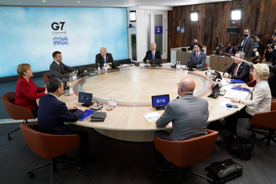 영국 콘월서 진행되는 G7 정상회의    11일(현지시간) 영국 남서부 콘월의 카비스베이 호텔에서 주요 7개국(G7) 정상회의가 열리고 있다. 연합